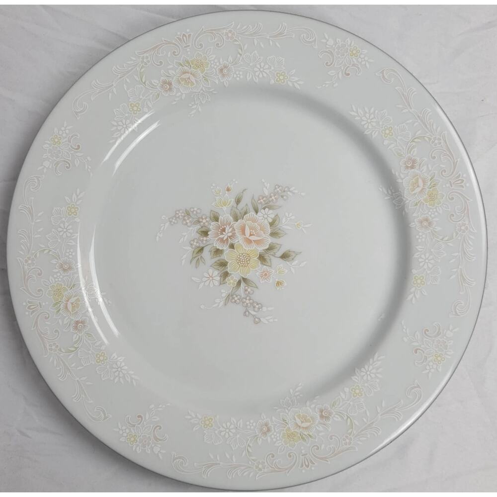 Crescent Fine China Jie Pai Dinner Plate Painted Golden Flowers and Accents